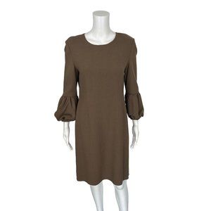 Christian Alta Moda Brown Sheath Dress Size 6 Statement Sleeves